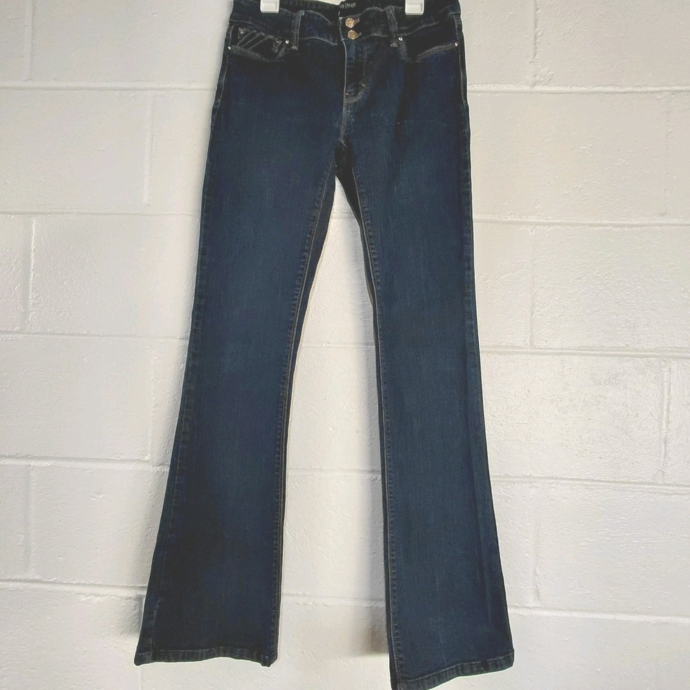 WHITE HOUSE BLACK MARKET Flare Flared Leg Womens Low Blue STRETCHY Jeans sz 2R